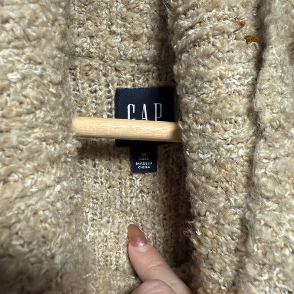 GAP Oversized Boucle Tan Sweater Turtleneck Medium - Picture 2 of 5